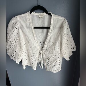 Maeve Cream Lace Trim Top